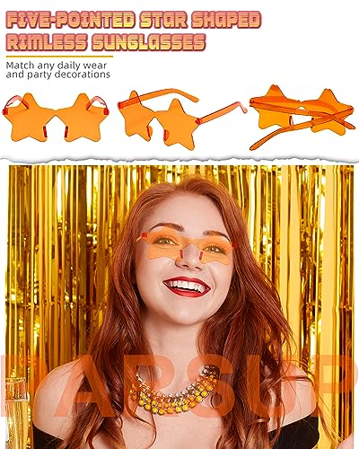 14 Pairs Star Shaped Rimless Sunglasses Frameless Star Sunglasses Transparent Candy Color Glasses Tinted Eyewear Bachelore...