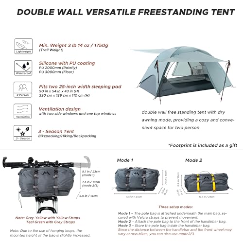 Montiro Wander Hawk 2-Person Backpacking Tent, Lightweight 2 Person Tent for Bikepacking Backpacking Camping & Hiking