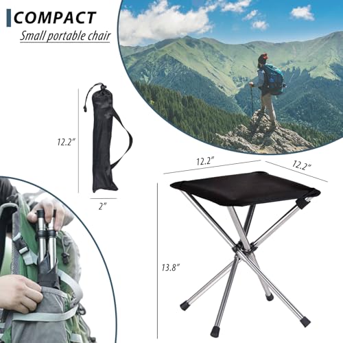 KOKSRY Portable Stool, 13.8 Inch High & 1.32 lbs Small Folding Chair, Telescopic Compact Foldable Stool with Carry Bag for...