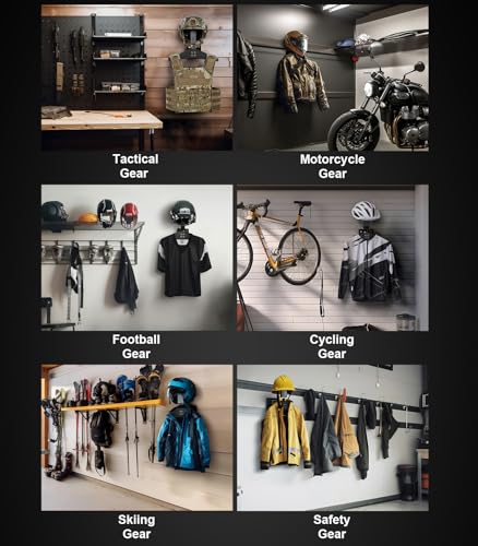 OneTigris Motorcycle Helmet Holder Wall Mount, Tactical Gear Holder with Helmet Stand and Plate Carrier Hanger, Solid Wood...