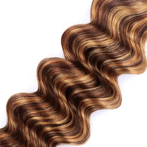 4/30 Human Hair Bundles Brown Deep Wave Bundles 22 24 26 inch Highlight Bundle Human Hair Ombre Brown Bundle