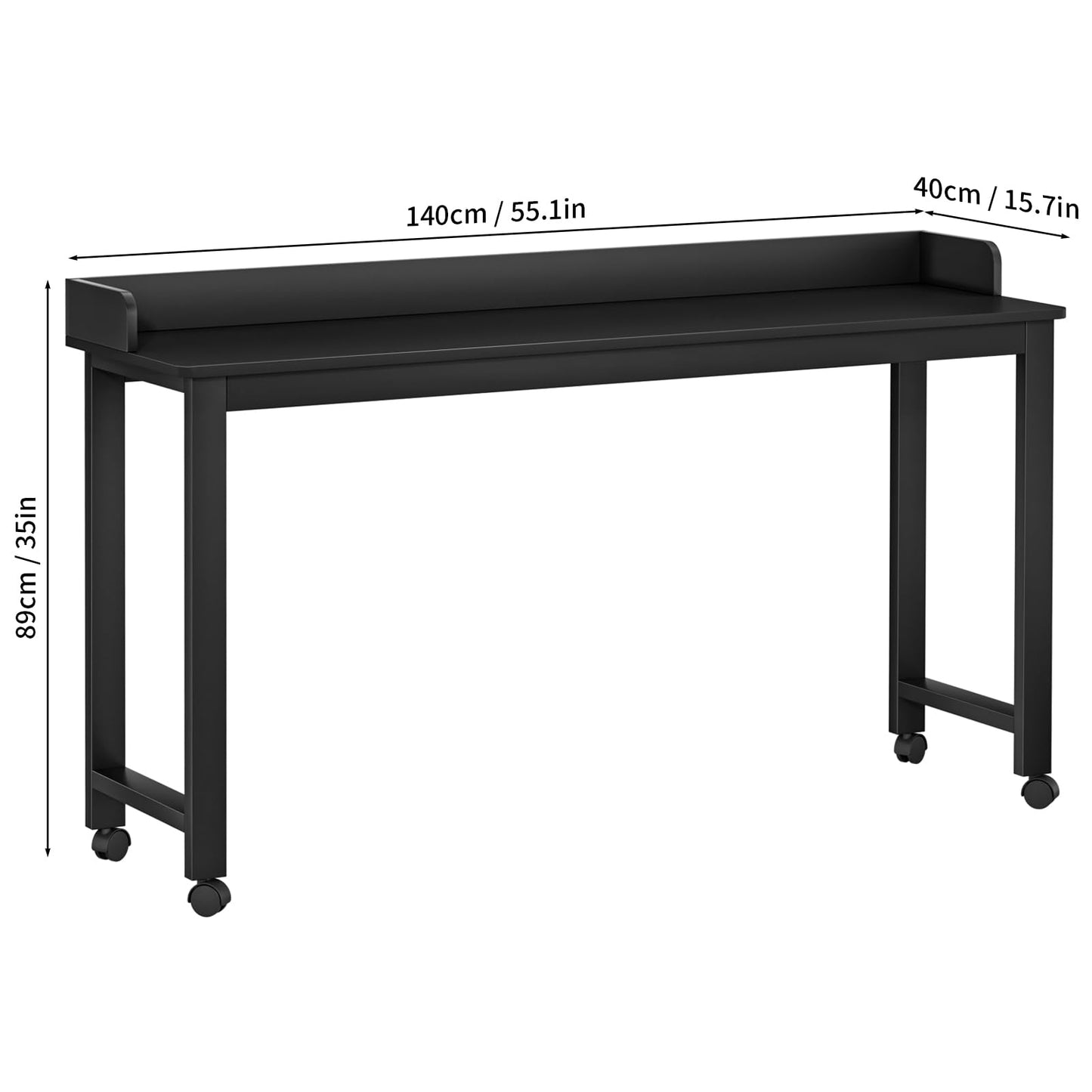 mufsceku Overbed Table with 360° Wheels,Over Bed Table,Standing Workstation Laptop Cart,Queen Size Mobile Bed Desk with Heavy Duty Metal Leg,Computer Desk for Hospital Home use Black