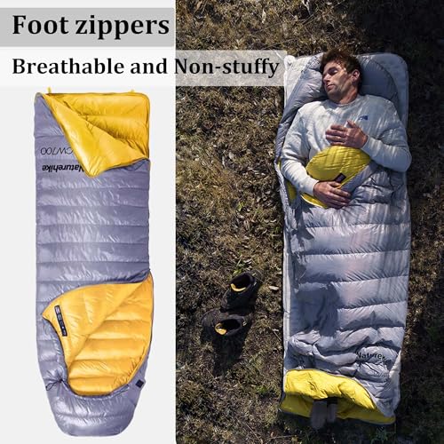 Naturehike CW700[2025 Upgrade] Ultralight Down Sleeping Bag [ -26.2°C~-1.7°C,1074g] All Season Camping Sleeping Bags for C...