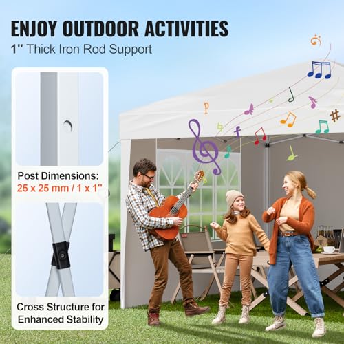 VEVOR Pop Up Canopy, 10 x 10 FT Instant Canopy Portable Gazebo with 3 Sidewalls & 2 Ventilated Windows, Height Adjustable ...