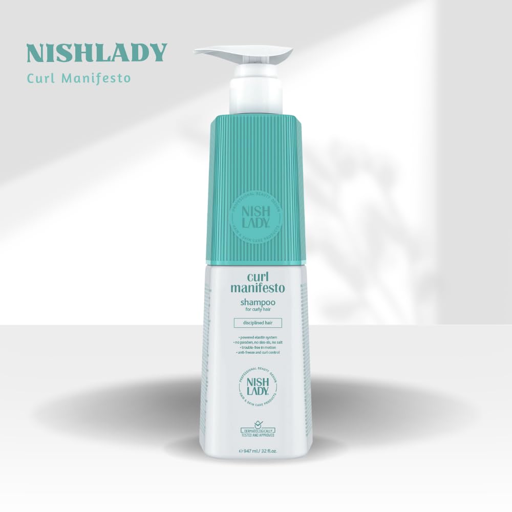 Nishlady Curl Manifesto Clarifying Shampoo for Curly Hair, 503 ml | Sulfate Free Shampoo | Disciplined Hair Curl Shampoo (Shampo