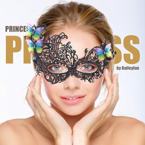 Masquerade Masks for Women with Butterfly Venetian Halloween Lace Mask for Carnival Party Prom Ball