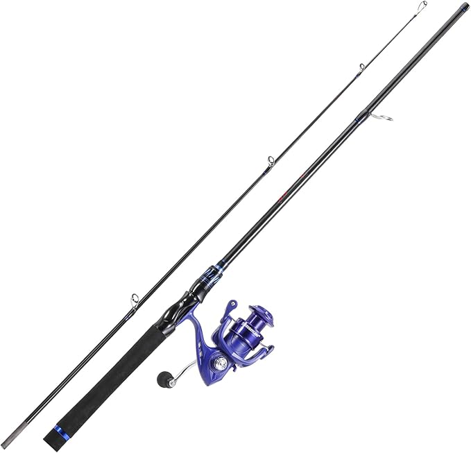 Sougayilang Spinning&Spincast Fishing Rod Reel Combo, 2 Pieces Medium Pole with Strong Smooth Fishing Reel for Freshwater