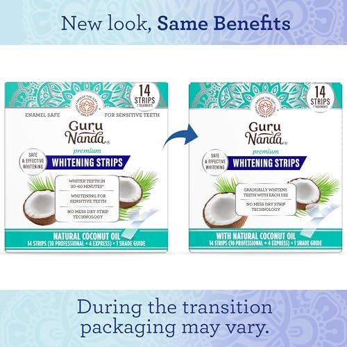 GuruNanda Teeth Whitening Strips - 7-Day Treatment with Non-Slip, Dry Strip Technology - Whitening Designed with Care for ...
