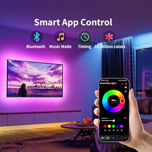 KSIPZE LED Lights for TV, 16.5ft TV led Backlight for 45-75 Inch TVs RGB TV Backlight Behind Music Sync Smart APP & Button...