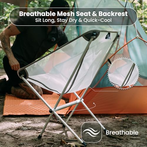 WINDQUESTER Drift Lite Ultralight Camping Chair – Portable Folding Backpacking Chair with Full Aluminum Frame, Breathable ...
