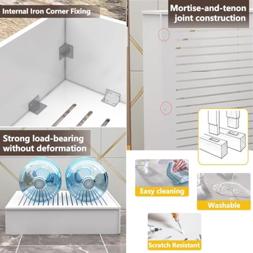 Usknxiu MDF Radiator Cover for Home White Louvered Grill Radiator Shelf Cabinet, Wood Heating Radiators Cover Living Room Heating Decorative Hide Cluttered Pipes,40" Lx10 Wx32 H/100x25x80cm