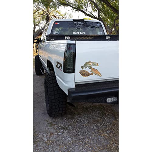 Saltwater Fish Decals Inshore Slam Flounder Fluke Fishing Stickers Redfish Red Drum Seatrout UV Protected Sea Trout Fish S...