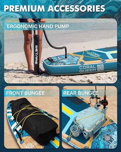 WETARE 11'6"x35" Inflatable Paddle Board, 450lbs Extra Wide Stand Up Sup Board for Adults, Blow Up Paddleboard Kayak Non-S...