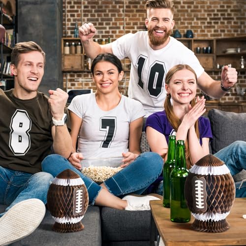 Fourluoo 3Pcs Football Party Decorations Large Football Honeycomb Centerpieces 3D Ball Table Decor Sports Ball Paper Honey...