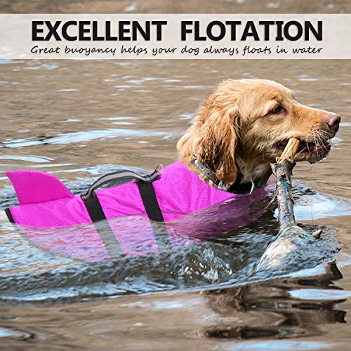 Queenmore Ripstop Dog Life Jacket Shark Life Vest for Dogs, Safety Lifesaver with High Buoyancy and Lift Handle for Small ...