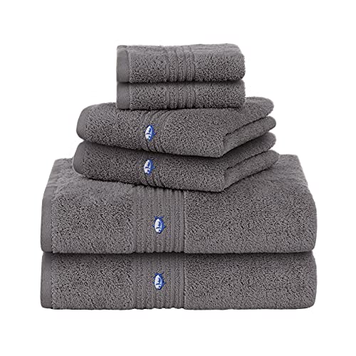 Southern Tide Oversized Bath Towel ? 33" x 65" ? Plush, Absorbent Cotton Blend with Intelliweave¢â ? Low Lint, Fade Resistant, Embroidered Skipjack Logo ? Soft Coastal Comfort ? Grey