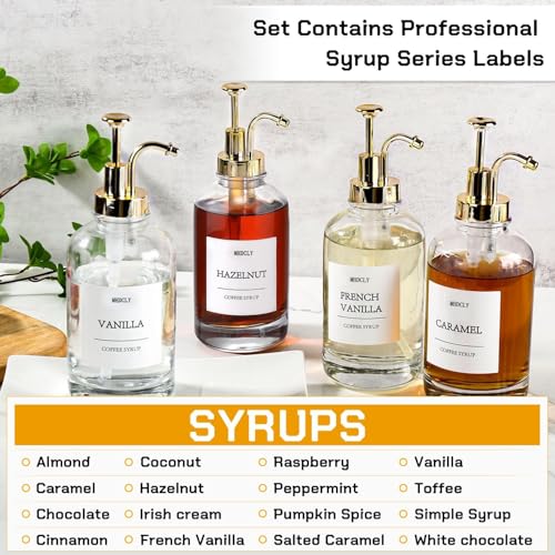 MHDCLY Coffee Bar Accessories, Coffee Syrup Dispenser - 4pack,16.9oz Syrup Dispenser with Labels,Syrup Pump Dispenser for ...
