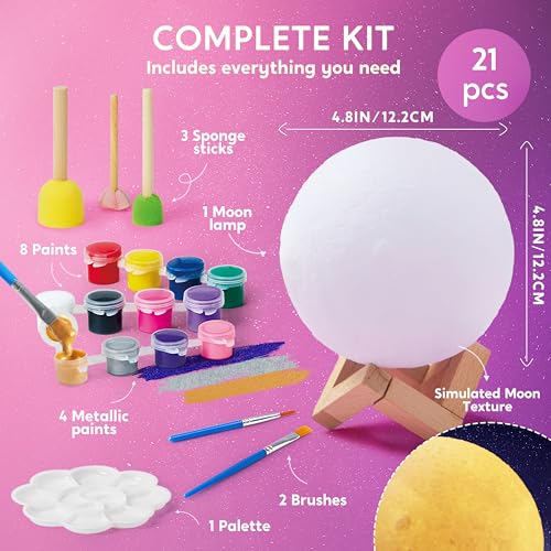 Klever Kits DIY 3D Moon Night Light, Paint Your Own Moon Lamp Kit Galaxy Lamp Arts and Crafts Kit, School Activities, Birt...