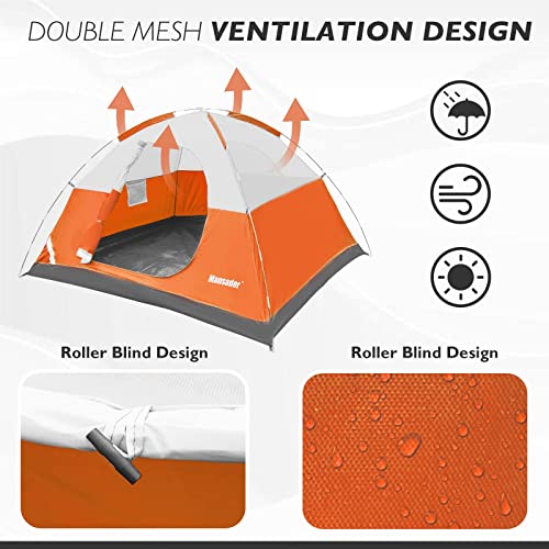 MANSADER Camping Tent, Waterproof 2/3/4 Person Tents for Camping, Lightweight Easy Set Up Outdoor Hiking Tent Backpacking ...