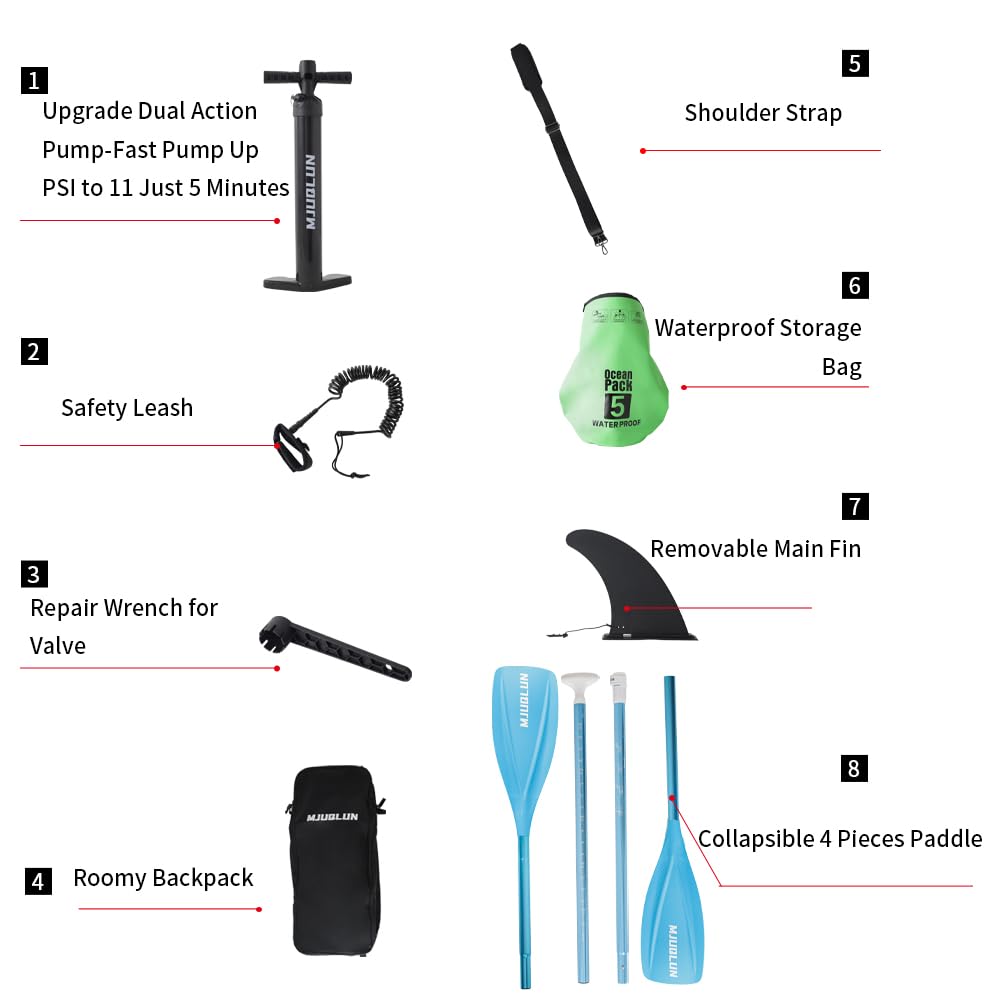 Upgrade Stand Up Paddle Board 10’6” with 32” Wide Stable, Double Ended Paddle,Non Slip Deck,Dual Action Pump,Fast Inflatable SUP Great for Adults and Kids