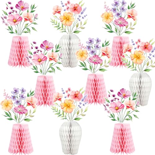 Wildflower Honeycomb Centerpieces for Tables, 9 PCS Floral Vase Table Decorations, Wildflower Birthday Decorations, Flower...