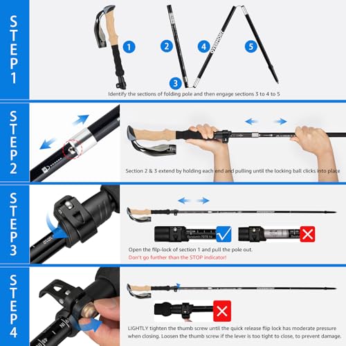 Overmont 7075 Aluminum Trekking Poles - Lightweight Collapsible Hiking Poles Adjustable Walking Sticks with EVA Handle All...