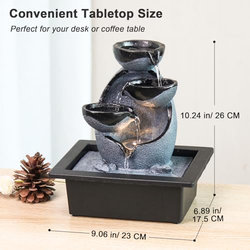 Indoor Tabletop Water Fountain, Resin Zen Meditation Waterfall Fountain with ON/Off Switch, Indoor Waterfall Feature with ...