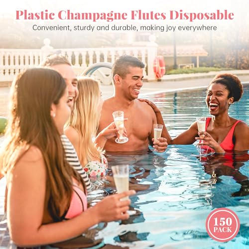 SUREHOME Plastic Champagne Flutes 40 Pack Disposable Champagne Glasses 5oz Clear Plastic Mimosa Glasses Wedding Cocktail C...
