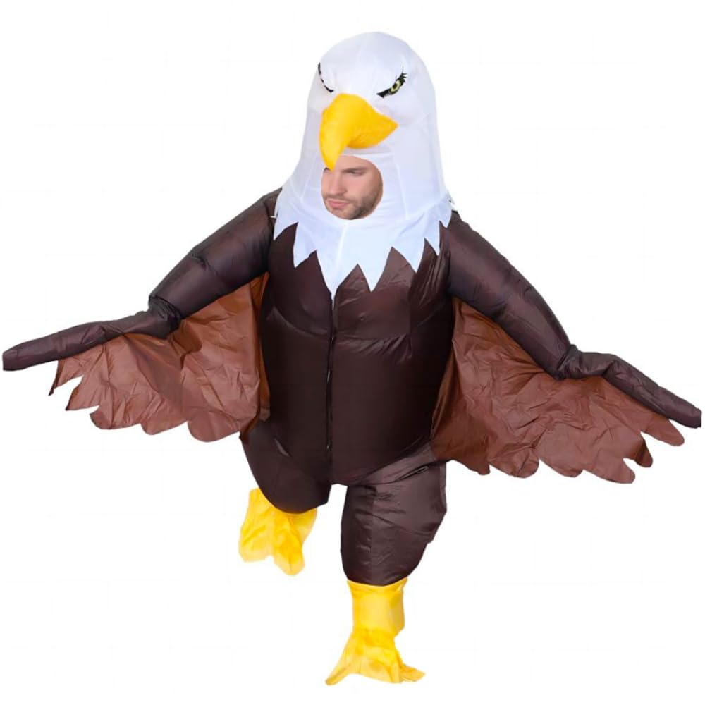 Inflatable Bald Eagle Costume for Adult Blow up Eagle Mascot Costume Outfit Funny Independence Day Parade Patriotic Costume Suit