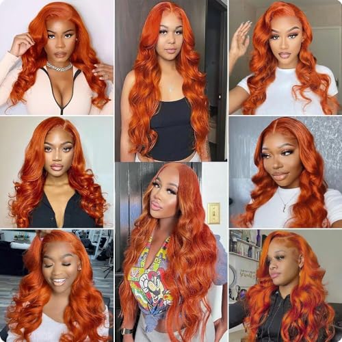 Ginger Orange 350 Human Hair Bundles 26 28 30 Inch Body Wave Bundles Human Hair Unprocessed Brazilian Virgin Hair Quick Weave for Black Women