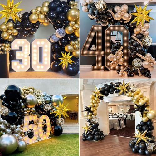 KARLURE Black and Gold Balloon Arch Kit, Black and Gold Party Decorations for Birthday 2026 Graduation Retirement Masquera...