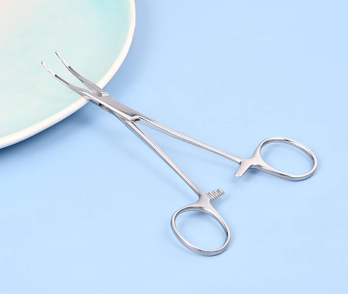 DJCIW Dermal Anchor Forceps Tool,6" Professional Micro Dermal Surface Anchor Holder Pliers Staineless Steel Body Art Piercing Forceps Hemostat Clamp Tool