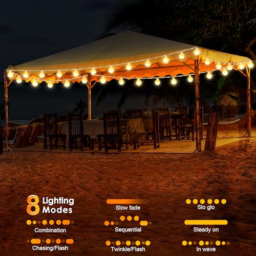 ElectricWise 1 Pack LED Canopy Lights, 40ft 80LED Battery Powered Canopy Tent Lights Outdoor with 8 Modes, Warm White Cano...