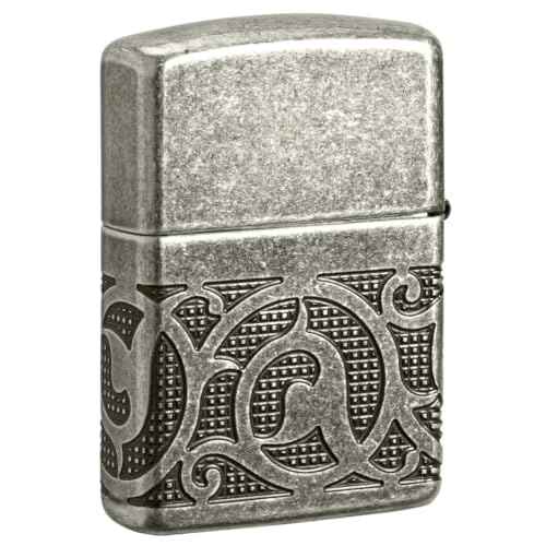 Zippo Pattern Armor Antique Silver Pocket Lighter