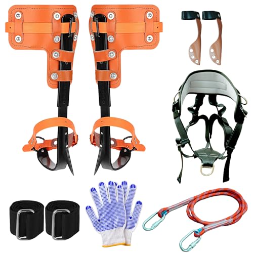 Poakkus Tree Climbing Spikes Set,Tree Climbing Gear, 1 Pair Alloy Steel Climbing Spurs,350lbs Load Capacity with Safety Se...