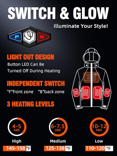 WASOTO Heated Jackets for Women 18400 mAh Battery Pack Water-Resistant Slim Fit with Detachable Hood Cycling Jackets