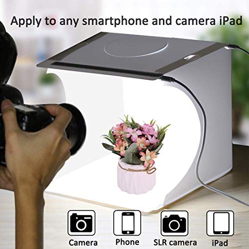 DUCLUS Mini Photo Studio Light Box,Portable Folding Photography Light Tent kit with 40pcs LED Light + 6 Kinds Color Backgr...