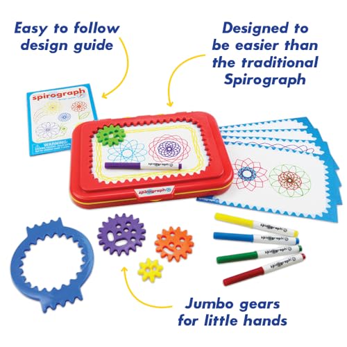 Spirograph Jr. — Jumbo Sized Gears Classic Retro Toy For Spiral Drawing Art Design Toy Kit for Smaller Hands — For Kids Ag...