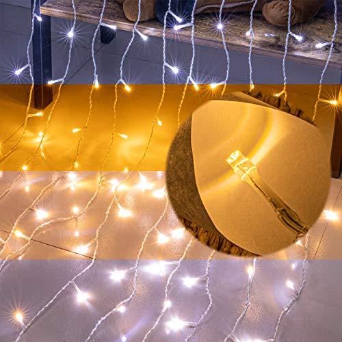 AWQ 300 LED 6.6ft x 9.8ft Curtain String Light Window Fairy Lights 4 Music 11 Lighting Modes with Remote Control for Chris...