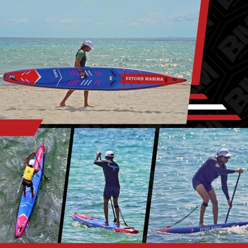 BEYOND MARINA SUP Stand Up Inflatable Paddle Board Racing Board | 12'6"/14' Race | with Action Camera Mount | Complete wit...