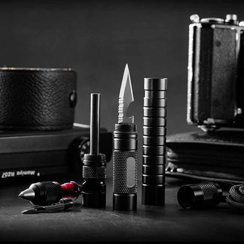 Outdoor Emergency Tactical Pen - 10-in-1 Multi-Functional Survival Tool with Compass, Fire Starter, Window Breaker, Whistl...