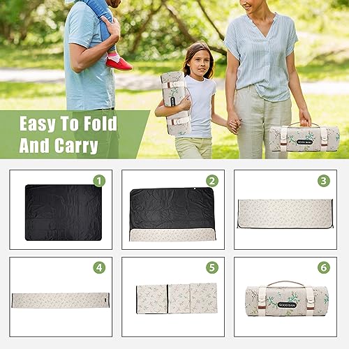 Picnic Outdoor Blankets Waterproof Extra Large - Beach Mat Sand Free Foldable with Carry Strap | Portable Camping Blanket...