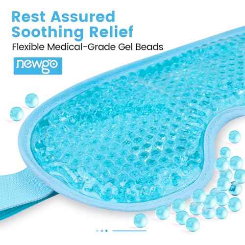 NEWGO Cooling Eye Mask for Puffy Eyes, Cold Eye Mask Eye Ice Pack for After Eyes Surgery, Tension Stress Relief, Itchy Eyes, Headaches, Dark Circles - Blue