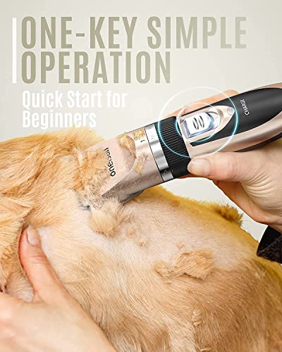 oneisall Dog Clipper Low Noise, Dog Grooming Kit with Rechargeable, Pet Shaver Cordless Electric Quiet Hair Clipper Set fo...