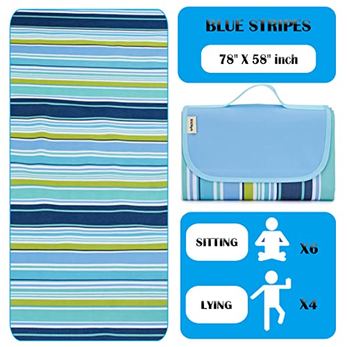 NiKiBysh Picnic Blanket Waterproof Washable Foldable 58''x78'',Extra Large Picnic Mat, Dual Layers for Outdoor Water-Resis...