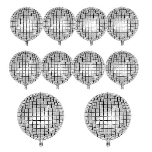 10 PCS Silver Disco Balloon 4D Round Balloon 70s 80s 90s Theme Disco Balloon Decorations Bachelorette Party Birthday Party...
