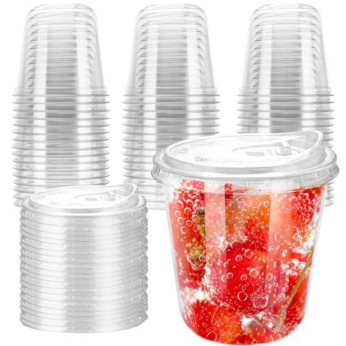 12oz Disposable Stemless Glasses With Strawless Sip Lids,PET Disposable Drinking Cups,Clear Plastic Wine Glasses for Parti...