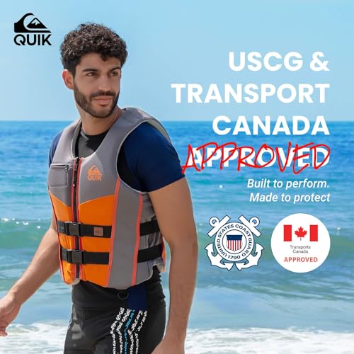 QUIKSILVER Men's Life Vest& Youth Life Vest, USCG and Transport Canada Approved Evoprene PFD, Personal Flotation Device Le...
