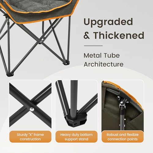 OUTDOOR LIVING SUNTIME Oversized Padded Comfy Camping Chair with Removable Footrest，Weight Capacity 400LBS, Heavy Duty Moo...