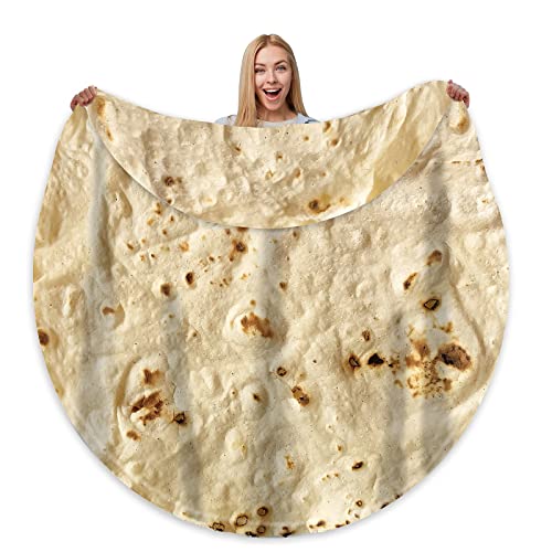 Bcareself Tortilla Blanket Adult Size Giant Double Sided for Kids Funny Realistic Food Personalized Throw Blanket Novelty ...
